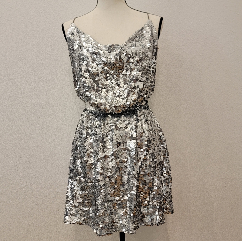 Free People Silver Sequin Women's Dress